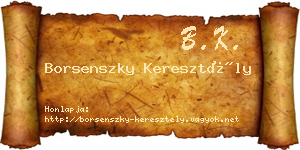 Borsenszky Keresztély névjegykártya